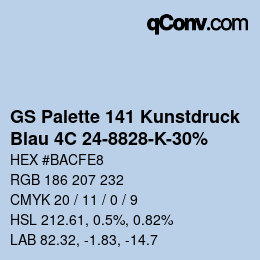 Color code: GS Palette 141 Kunstdruck - Blau 4C 24-8828-K-30% | qconv.com