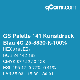 Farbcode: GS Palette 141 Kunstdruck - Blau 4C 25-8830-K-100% | qconv.com