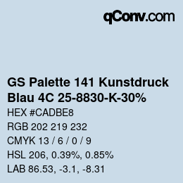 Farbcode: GS Palette 141 Kunstdruck - Blau 4C 25-8830-K-30% | qconv.com