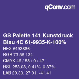 Código de color: GS Palette 141 Kunstdruck - Blau 4C 61-9935-K-100% | qconv.com