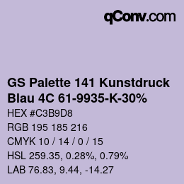 Código de color: GS Palette 141 Kunstdruck - Blau 4C 61-9935-K-30% | qconv.com