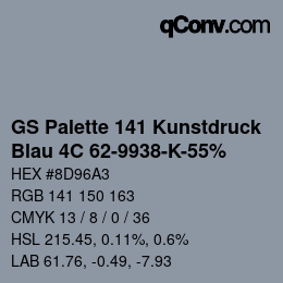 Código de color: GS Palette 141 Kunstdruck - Blau 4C 62-9938-K-55% | qconv.com
