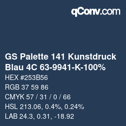 Color code: GS Palette 141 Kunstdruck - Blau 4C 63-9941-K-100% | qconv.com