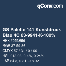 Código de color: GS Palette 141 Kunstdruck - Blau 4C 63-9941-K-100% | qconv.com