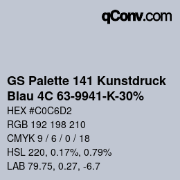 カラーコード: GS Palette 141 Kunstdruck - Blau 4C 63-9941-K-30% | qconv.com