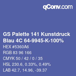 Código de color: GS Palette 141 Kunstdruck - Blau 4C 64-9945-K-100% | qconv.com