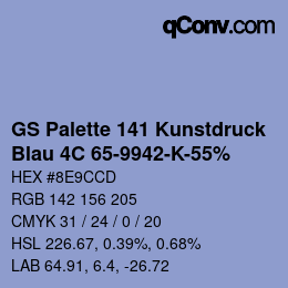 Farbcode: GS Palette 141 Kunstdruck - Blau 4C 65-9942-K-55% | qconv.com