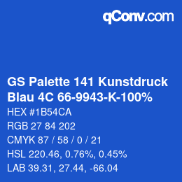 Código de color: GS Palette 141 Kunstdruck - Blau 4C 66-9943-K-100% | qconv.com