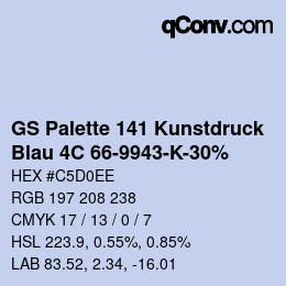 Color code: GS Palette 141 Kunstdruck - Blau 4C 66-9943-K-30% | qconv.com