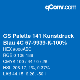 カラーコード: GS Palette 141 Kunstdruck - Blau 4C 67-9939-K-100% | qconv.com