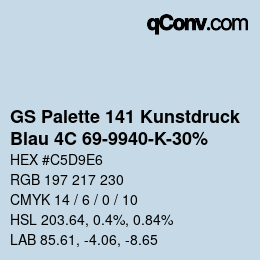 Farbcode: GS Palette 141 Kunstdruck - Blau 4C 69-9940-K-30% | qconv.com