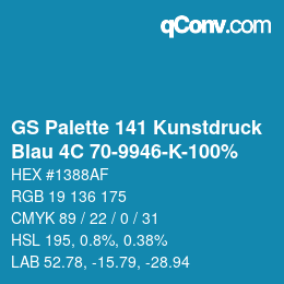 Farbcode: GS Palette 141 Kunstdruck - Blau 4C 70-9946-K-100% | qconv.com