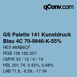 Color code: GS Palette 141 Kunstdruck - Blau 4C 70-9946-K-55% | qconv.com