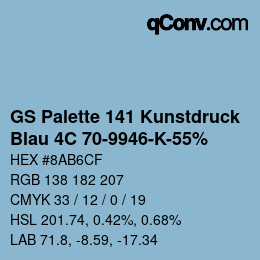 Código de color: GS Palette 141 Kunstdruck - Blau 4C 70-9946-K-55% | qconv.com
