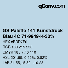 カラーコード: GS Palette 141 Kunstdruck - Blau 4C 71-9949-K-30% | qconv.com