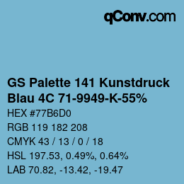 Farbcode: GS Palette 141 Kunstdruck - Blau 4C 71-9949-K-55% | qconv.com