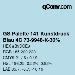 カラーコード: GS Palette 141 Kunstdruck - Blau 4C 73-9948-K-30% | qconv.com