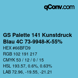 Farbcode: GS Palette 141 Kunstdruck - Blau 4C 73-9948-K-55% | qconv.com