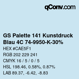 Farbcode: GS Palette 141 Kunstdruck - Blau 4C 74-9950-K-30% | qconv.com