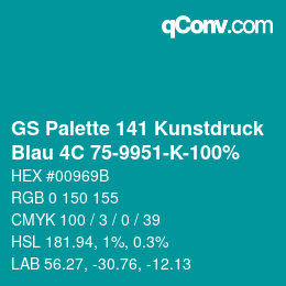 Code couleur: GS Palette 141 Kunstdruck - Blau 4C 75-9951-K-100% | qconv.com