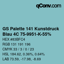 Color code: GS Palette 141 Kunstdruck - Blau 4C 75-9951-K-55% | qconv.com
