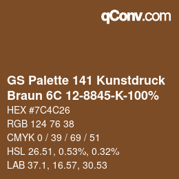 Color code: GS Palette 141 Kunstdruck - Braun 6C 12-8845-K-100% | qconv.com