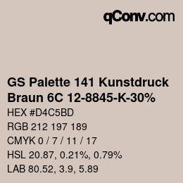 カラーコード: GS Palette 141 Kunstdruck - Braun 6C 12-8845-K-30% | qconv.com