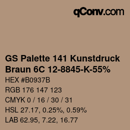 カラーコード: GS Palette 141 Kunstdruck - Braun 6C 12-8845-K-55% | qconv.com