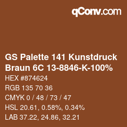 Color code: GS Palette 141 Kunstdruck - Braun 6C 13-8846-K-100% | qconv.com