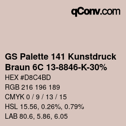 Farbcode: GS Palette 141 Kunstdruck - Braun 6C 13-8846-K-30% | qconv.com