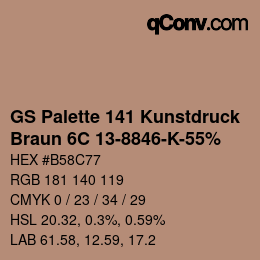 Código de color: GS Palette 141 Kunstdruck - Braun 6C 13-8846-K-55% | qconv.com
