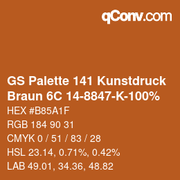 Farbcode: GS Palette 141 Kunstdruck - Braun 6C 14-8847-K-100% | qconv.com