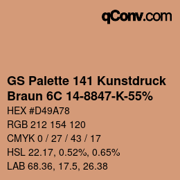 Color code: GS Palette 141 Kunstdruck - Braun 6C 14-8847-K-55% | qconv.com