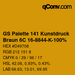 Código de color: GS Palette 141 Kunstdruck - Braun 6C 16-8844-K-100% | qconv.com