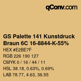 Color code: GS Palette 141 Kunstdruck - Braun 6C 16-8844-K-55% | qconv.com