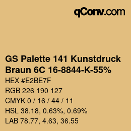 Código de color: GS Palette 141 Kunstdruck - Braun 6C 16-8844-K-55% | qconv.com