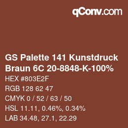 Código de color: GS Palette 141 Kunstdruck - Braun 6C 20-8848-K-100% | qconv.com