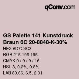 Farbcode: GS Palette 141 Kunstdruck - Braun 6C 20-8848-K-30% | qconv.com