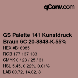 カラーコード: GS Palette 141 Kunstdruck - Braun 6C 20-8848-K-55% | qconv.com