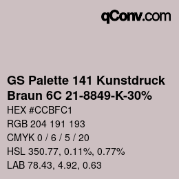 カラーコード: GS Palette 141 Kunstdruck - Braun 6C 21-8849-K-30% | qconv.com