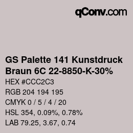 Código de color: GS Palette 141 Kunstdruck - Braun 6C 22-8850-K-30% | qconv.com