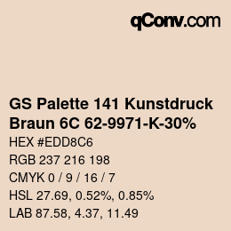 Farbcode: GS Palette 141 Kunstdruck - Braun 6C 62-9971-K-30% | qconv.com