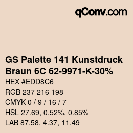 Farbcode: GS Palette 141 Kunstdruck - Braun 6C 62-9971-K-30% | qconv.com