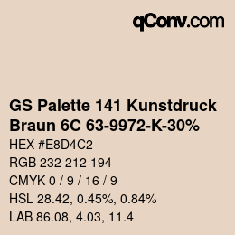 Farbcode: GS Palette 141 Kunstdruck - Braun 6C 63-9972-K-30% | qconv.com