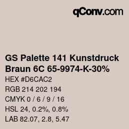 Código de color: GS Palette 141 Kunstdruck - Braun 6C 65-9974-K-30% | qconv.com