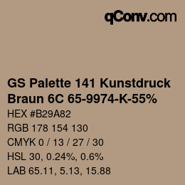 Code couleur: GS Palette 141 Kunstdruck - Braun 6C 65-9974-K-55% | qconv.com