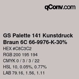 Code couleur: GS Palette 141 Kunstdruck - Braun 6C 66-9976-K-30% | qconv.com