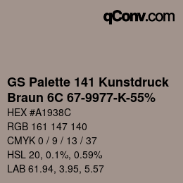 カラーコード: GS Palette 141 Kunstdruck - Braun 6C 67-9977-K-55% | qconv.com