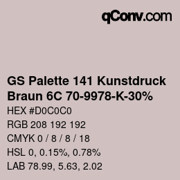 Código de color: GS Palette 141 Kunstdruck - Braun 6C 70-9978-K-30% | qconv.com