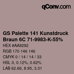 Farbcode: GS Palette 141 Kunstdruck - Braun 6C 71-9983-K-55% | qconv.com